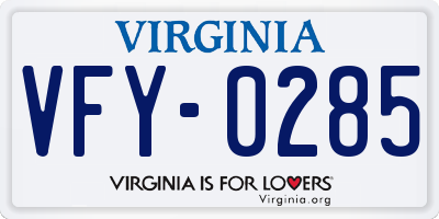 VA license plate VFY0285