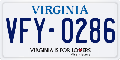 VA license plate VFY0286