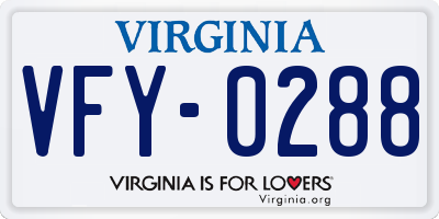 VA license plate VFY0288