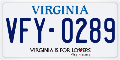 VA license plate VFY0289