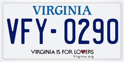 VA license plate VFY0290