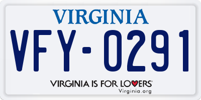 VA license plate VFY0291