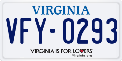 VA license plate VFY0293