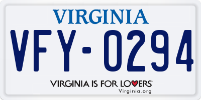VA license plate VFY0294