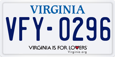 VA license plate VFY0296