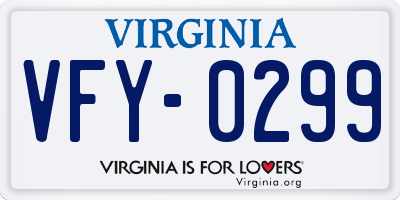 VA license plate VFY0299