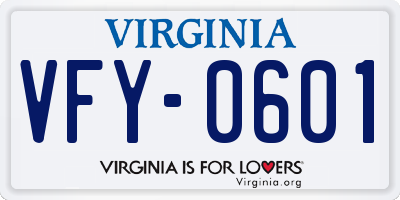 VA license plate VFY0601
