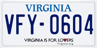 VA license plate VFY0604