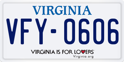 VA license plate VFY0606