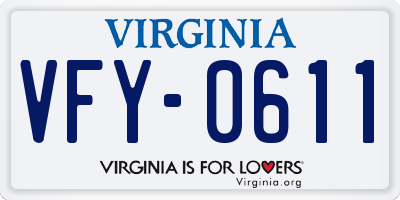 VA license plate VFY0611