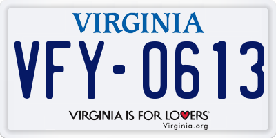 VA license plate VFY0613
