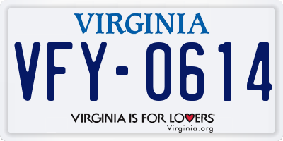 VA license plate VFY0614