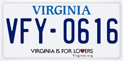 VA license plate VFY0616