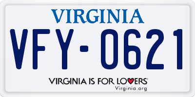 VA license plate VFY0621