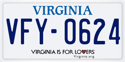 VA license plate VFY0624