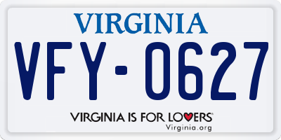 VA license plate VFY0627