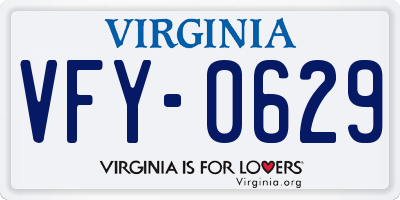VA license plate VFY0629