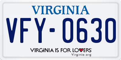 VA license plate VFY0630