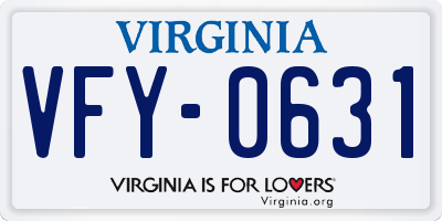 VA license plate VFY0631