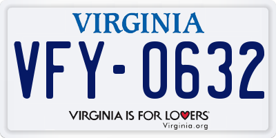 VA license plate VFY0632
