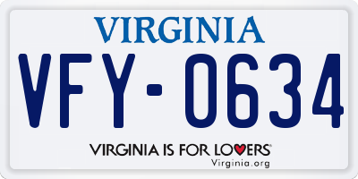 VA license plate VFY0634