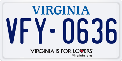 VA license plate VFY0636