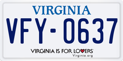 VA license plate VFY0637