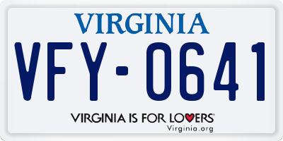 VA license plate VFY0641