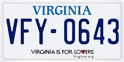 VA license plate VFY0643