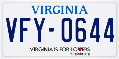 VA license plate VFY0644