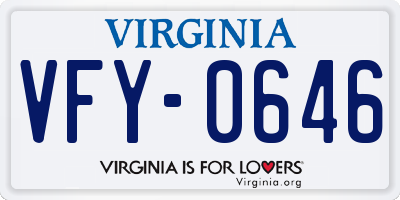 VA license plate VFY0646