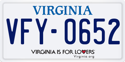 VA license plate VFY0652