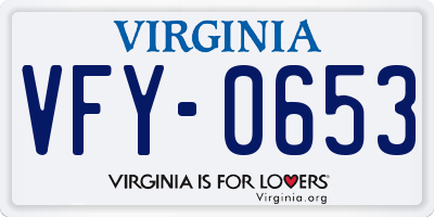 VA license plate VFY0653