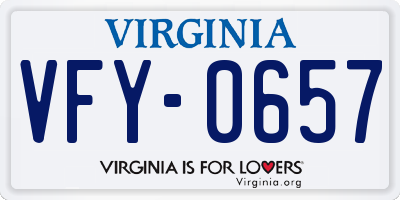VA license plate VFY0657