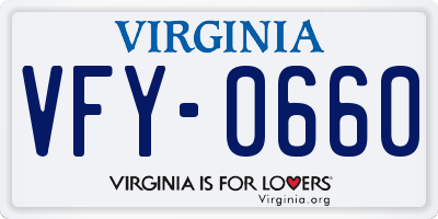 VA license plate VFY0660