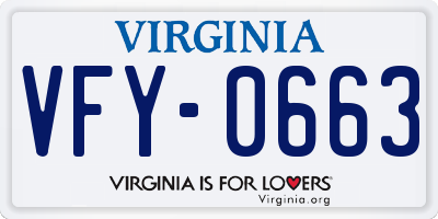 VA license plate VFY0663