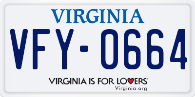 VA license plate VFY0664