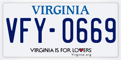 VA license plate VFY0669