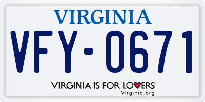 VA license plate VFY0671