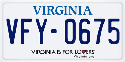 VA license plate VFY0675