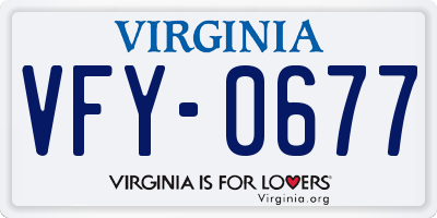 VA license plate VFY0677