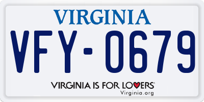 VA license plate VFY0679
