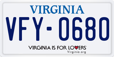 VA license plate VFY0680