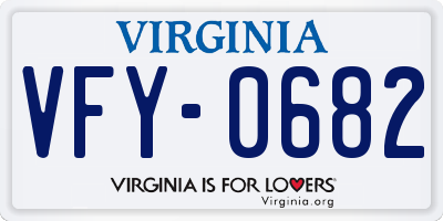 VA license plate VFY0682