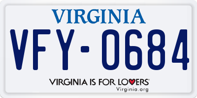 VA license plate VFY0684