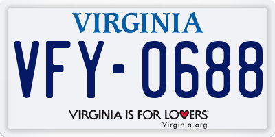 VA license plate VFY0688