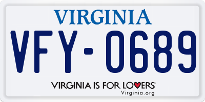 VA license plate VFY0689