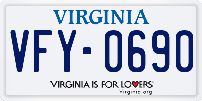 VA license plate VFY0690