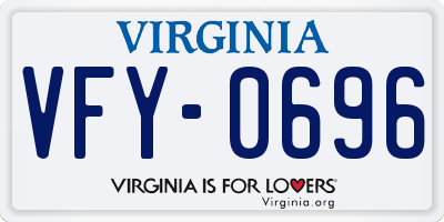 VA license plate VFY0696