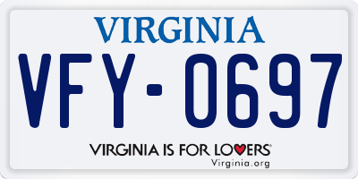 VA license plate VFY0697